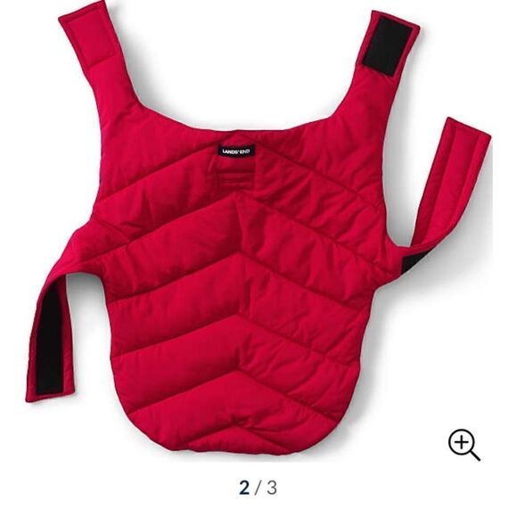 Land’s End Dog Puffer Quilted Vest adjustable Velcro rare Deep Pink Size Large - Picture 4 of 16
